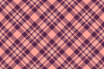 Elegant plaid pattern in plum and peach. Seamless design, ideal for fabric prints, backgrounds, or creating a classic, timeless feel in graphic projects.