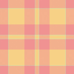 Retro check background textile, classy seamless fabric plaid. Deluxe vector pattern texture tartan in red and amber colors.