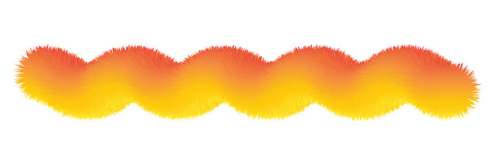 Abstract furry wave with fiery orange and yellow gradient flowing smoothly on transparent banckground, Png