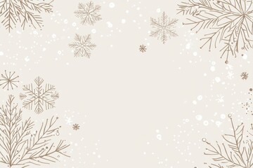 Obraz premium A light beige background with white snowflakes and bokeh lights illustration pattern elegant.