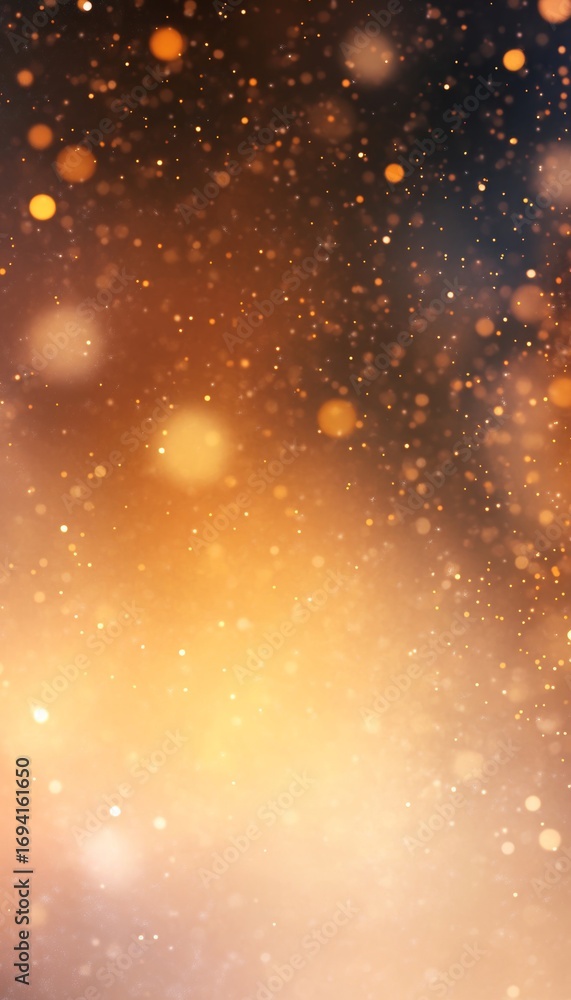 Poster golden celestial backdrop with sparkly bokeh design and festive abstract texture for decoration