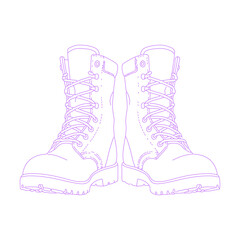 Line art illustration of military boots