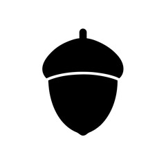 Silhouette illustration acorn on transparent background