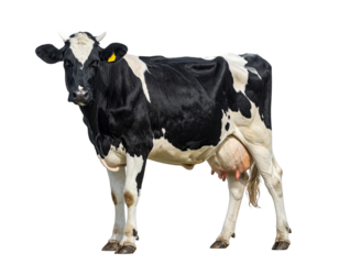 Holstein Friesian dairy cow PNG with black and white patches 