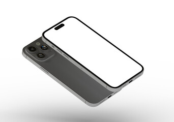 High-quality image of a modern smartphone mockup with a blank screen, perfect for app presentations...