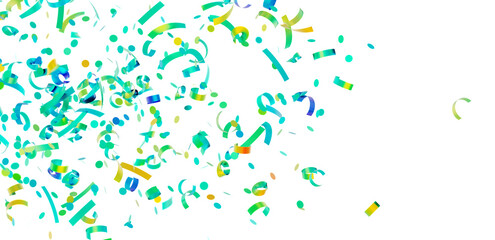 Bright teal and gold confetti falling on white. Perfect for party invitations, banners, and...