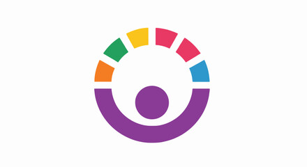 Obraz premium Abstract colorful logo with a circle and person shape icon on transparent background