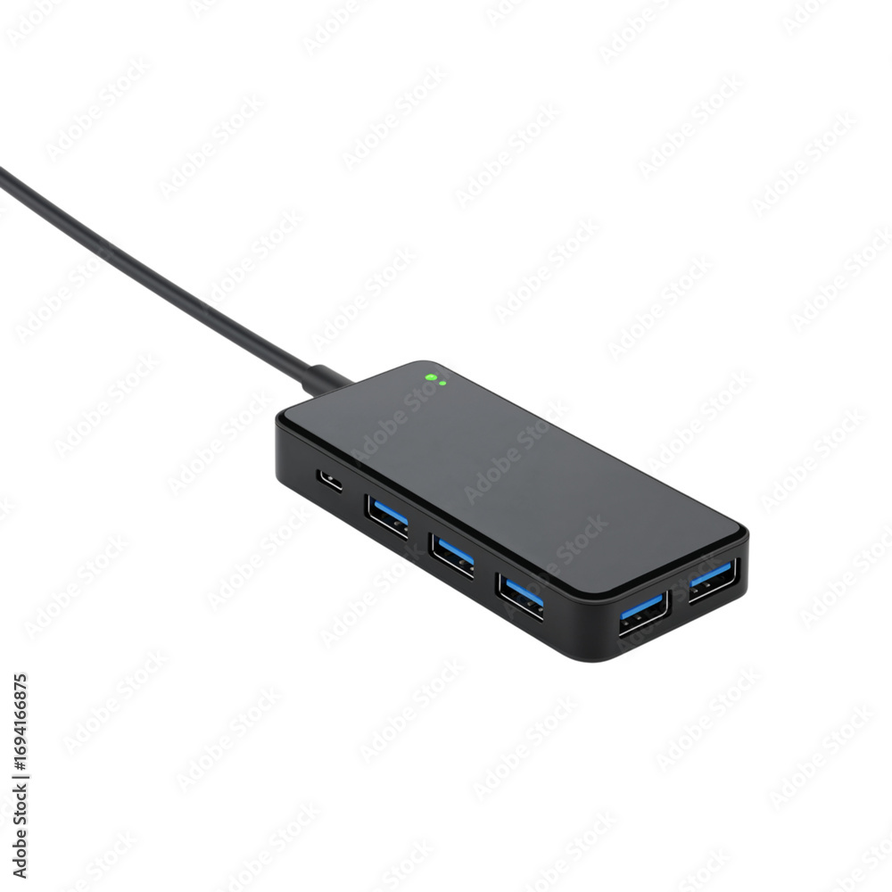 Poster modern usb type-c hub with multiple ports for enhanced connectivity and data transfer transparent ba