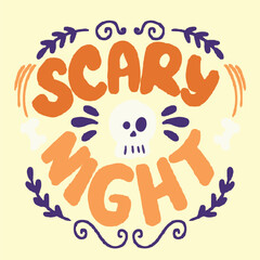 Halloween Sticker and Greeting Card Lettering Set with Pumpkins, Ghosts, Witches, Bats, and Spooky Elements
