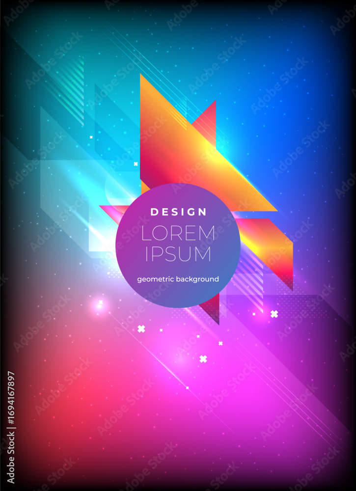 Poster flat vector. minimal geometric background. dynamic shapes composition. eps10 vector.
