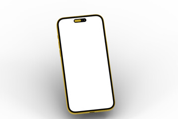 High-quality image of a gold smartphone with a blank screen, perfect for app presentations or...