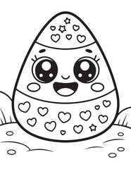 Kawaii Halloween Coloring Book Pages For Kids,  Vectors Illustration, Line Art, Black & White Designs, Bold-Easy, A4 Size 8.5x11" Inches, 