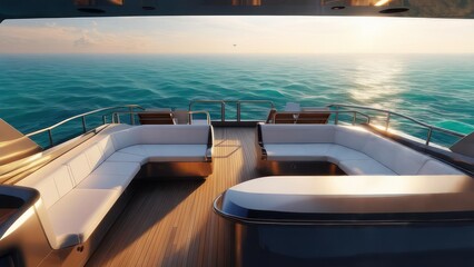 Fototapeta premium Luxurious yacht deck at sunrise