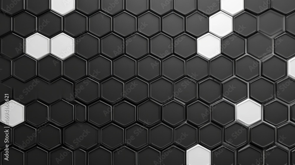 Poster monochromatic seamless hexagon mesh abstract geometric tech background for modern design projects