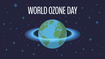Fototapeta premium World Ozone Day Earth with Ozone Layer Symbol