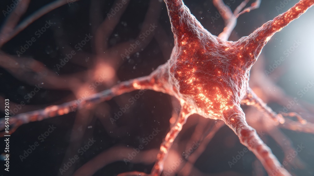 Poster neurons connecting in a complex network showcasing the intricate structure of the nervous system