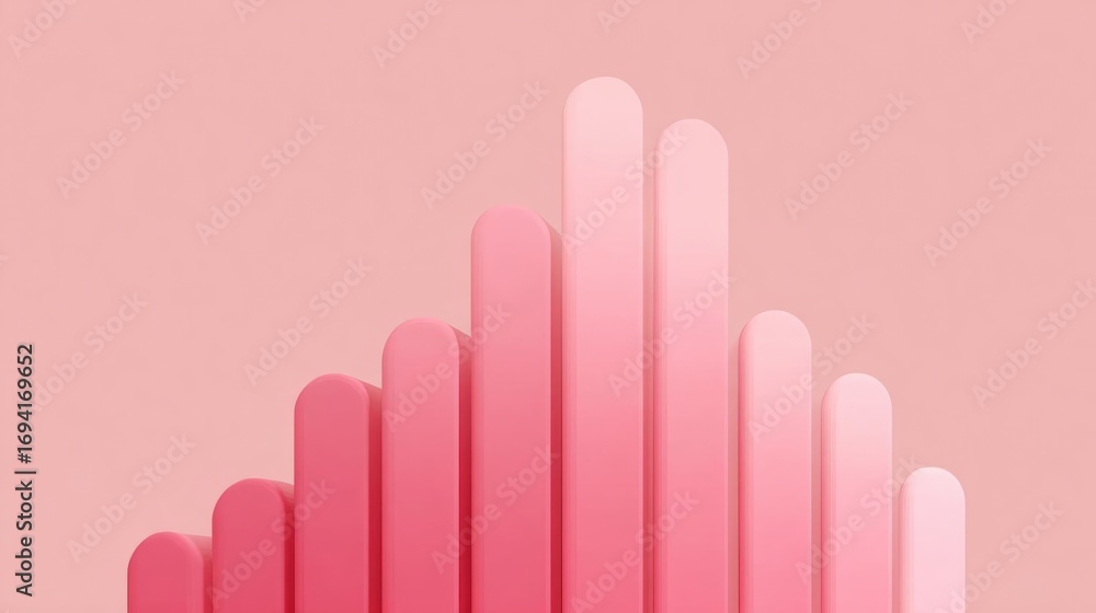 Poster 3d rendering of a group of pink vertical bars. the bars are arranged in a vertical line, with each b