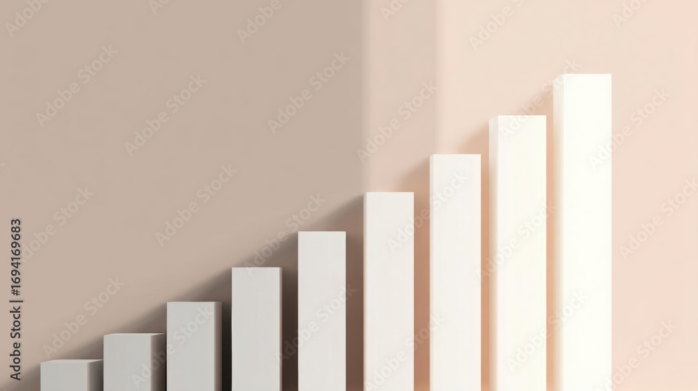Poster group of white rectangular bars arranged in a vertical line against a light pink background.