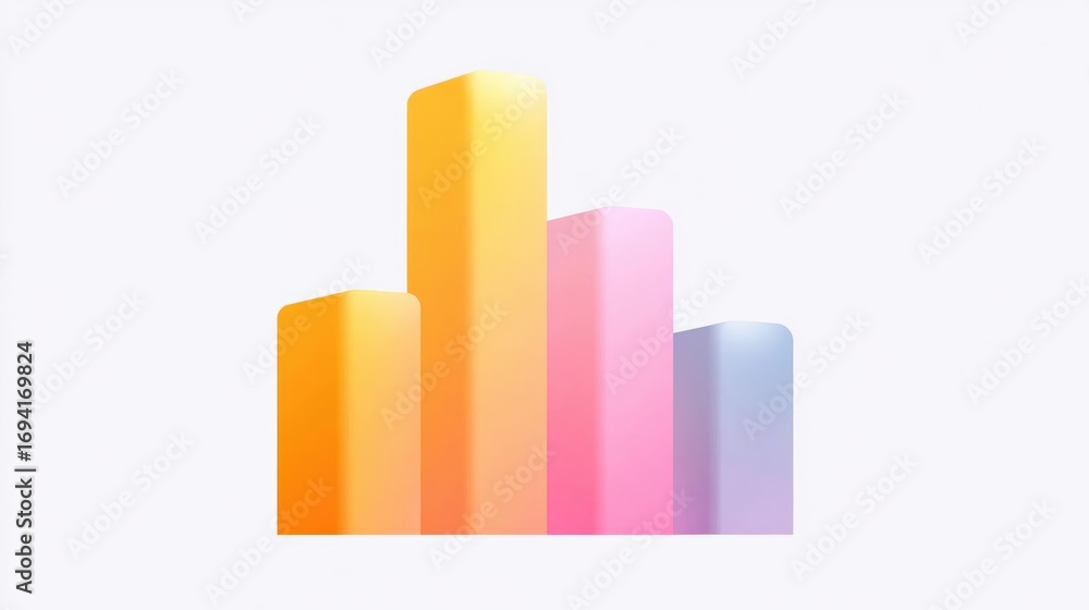 Poster bar graph with four vertical bars of varying heights. the bars are arranged in a vertical line, with