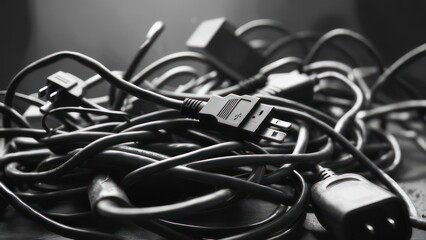 Mess of tangled electrical cords