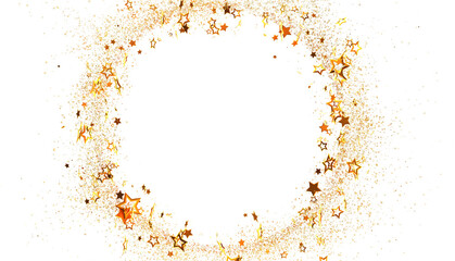 Sparkling gold stars and glitter create a festive frame, perfect for holiday designs or...