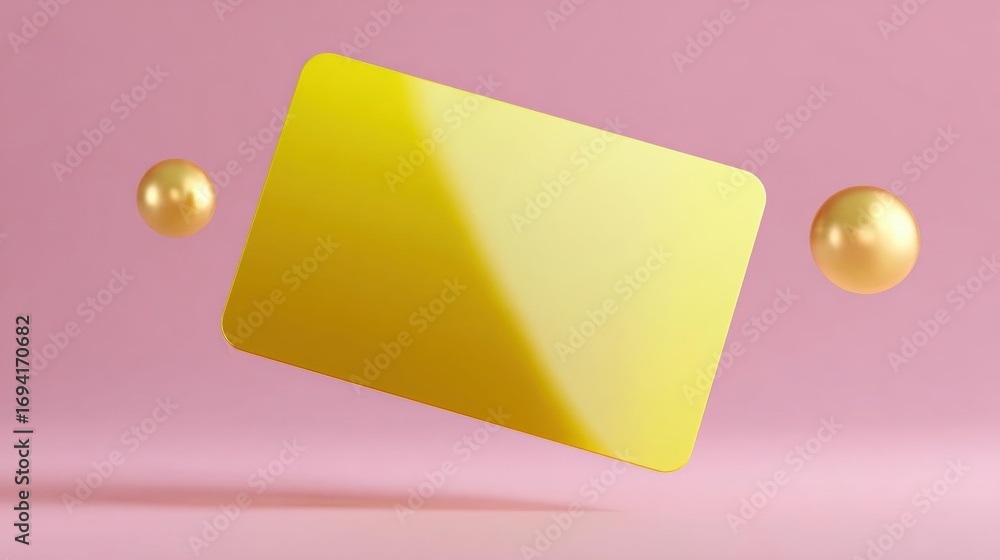 Poster 3d rendering of a yellow rectangle on a pink background. the rectangle is in the center of the image