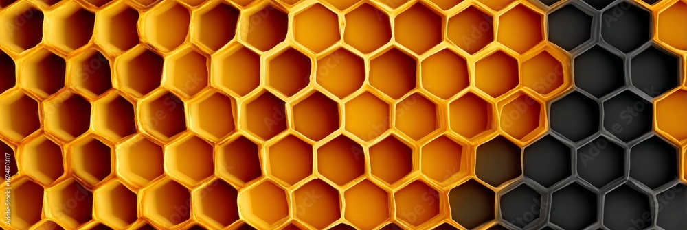 Poster a stunning honeycomb design showcasing its hexagonal aesthetic form and clean graphic patterns