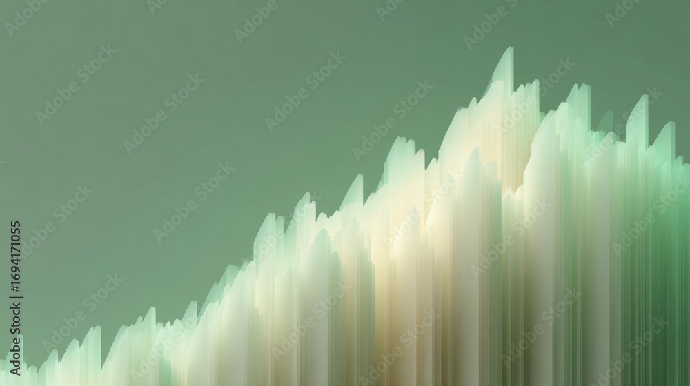 Poster abstract digital art piece that appears to be made up of multiple layers of different shades of gree