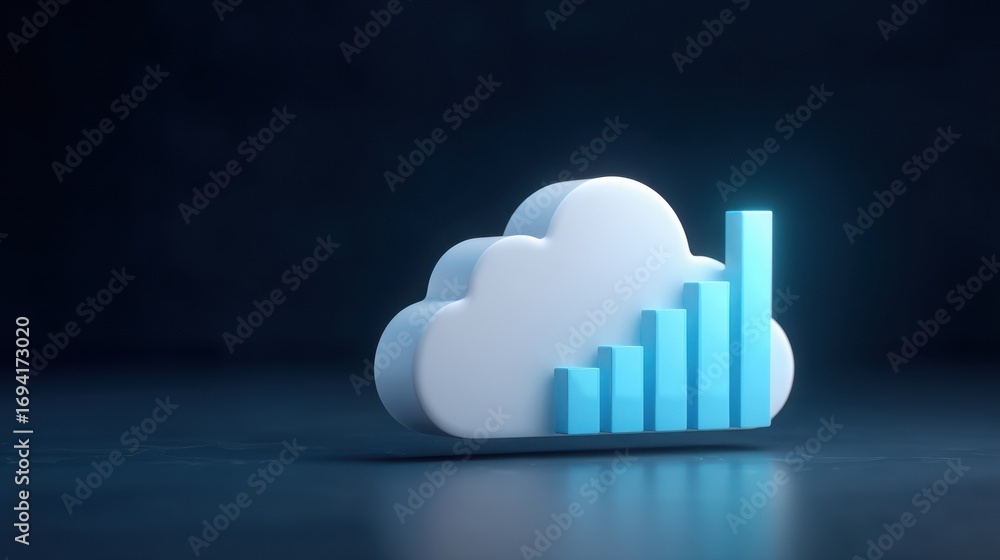 Aufkleber a visually striking cloud icon with ascending bar charts, symbolizing data growth and analytics in a