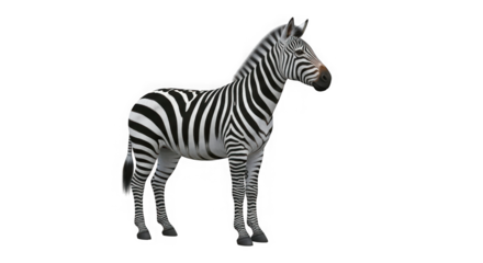 Striking zebra portrait majestic wildlife photography capturing distinctive stripes and graceful stance against a deep void transparent background