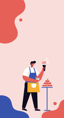 Creative baker preparing delicious desserts and sweet treats. Perfect for food blogs, cafe promotions, and culinary passion.