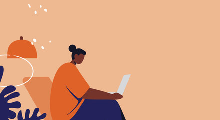 A person working remotely on a laptop in a cozy, minimalist setting. Ideal for concepts of productivity, freelance work, or digital lifestyle.