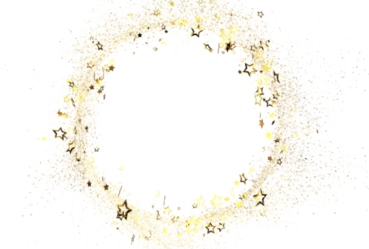 Sparkling gold stars and glitter create a festive circular frame perfect for holidays, celebrations, and luxury designs. Add your text or logo!