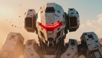 Future robot with red eyes, transformer