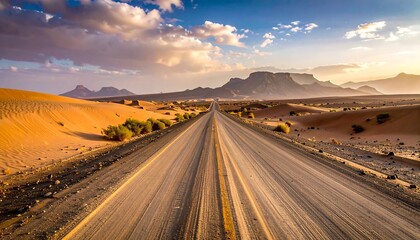 Naklejka premium Desert road stretching to horizon