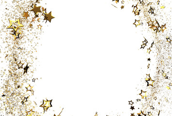 Sparkling gold stars and glitter create a festive frame, perfect for holidays, celebrations, or luxurious designs.  Ideal for invitations, cards, and more.