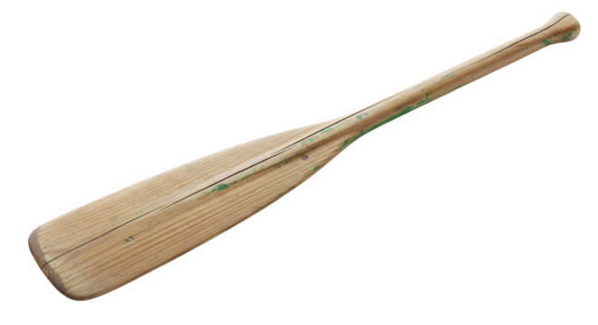 Wooden paddle isolated on transparent background, a tool used for propelling a boat through water, typically made of wood, for rowing and canoeing