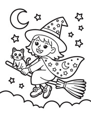 Spooky Halloween Coloring Book Pages For Kids-Adults,  Vectors Illustration, Line Art, Black & White Designs, Bold-Easy, A4 Size 8.5x11