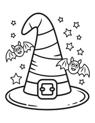 Spooky Halloween Coloring Book Pages For Kids-Adults,  Vectors Illustration, Line Art, Black & White Designs, Bold-Easy, A4 Size 8.5x11