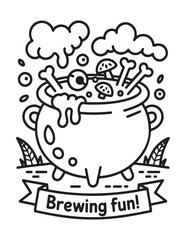 Spooky Halloween Coloring Book Pages For Kids-Adults,  Vectors Illustration, Line Art, Black & White Designs, Bold-Easy, A4 Size 8.5x11" Inches