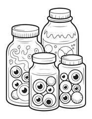 Spooky Halloween Coloring Book Pages For Kids-Adults,  Vectors Illustration, Line Art, Black & White Designs, Bold-Easy, A4 Size 8.5x11