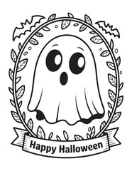 Spooky Halloween Coloring Book Pages For Kids-Adults,  Vectors Illustration, Line Art, Black & White Designs, Bold-Easy, A4 Size 8.5x11