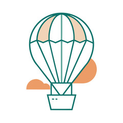 Hot air balloon silhouette isolated on white background