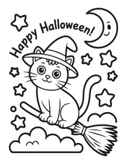 Spooky Halloween Coloring Book Pages For Kids-Adults,  Vectors Illustration, Line Art, Black & White Designs, Bold-Easy, A4 Size 8.5x11