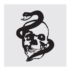 black and white cartoon snake