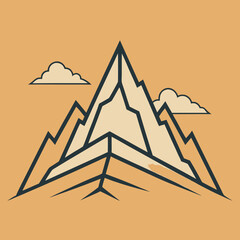 Geometric mountain range silhouette isolated on white background