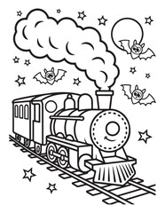 Spooky Halloween Coloring Book Pages For Kids-Adults, Vectors Illustration, Line Art, Black & White Designs, Bold-Easy, A4 Size 8.5x11