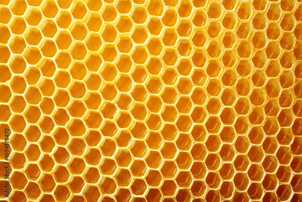 Poster captivating golden honeycomb an abstract macro view of natural honeycomb cells in full screen.