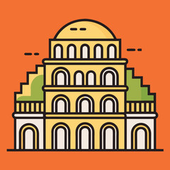 Colosseum silhouette isolated on white background