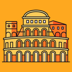 Colosseum silhouette isolated on white background